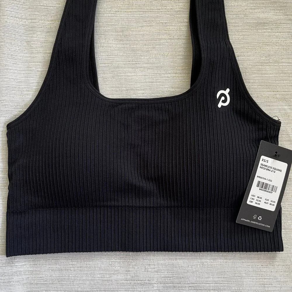 NWT, Peloton, Apparel, Seamless Square Neck Bra, Black XS/S - Picture 3 of 4